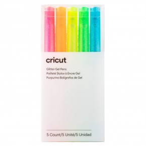 SET DE 5 BOLIGRAFOS GLITTER GEL NEON CRICUT EXPLORE Y MAKER (0,8 mm)/CRICUT