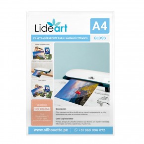 FILM TRANSPARENTE GLOSS 80MIC (LAMINADO TERMICO) PACK A4X100UND / LIDERART