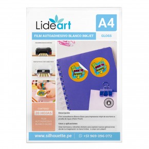 FILM AUTOADHESIVO BLANCO GLOSS PARA INKJET WP PQT A4X20UND / LIDERART
