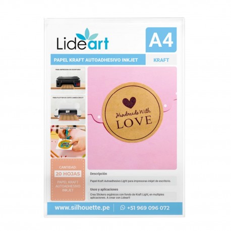 PAPEL KRAFT AUTOADHESIVO PARA INKJET A4X20UND / LIDERART