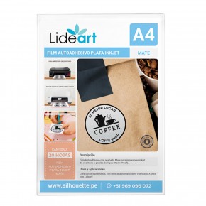 FILM PLATA MATE AUTOADHESIVO PARA INKJET A PRUEBA DE AGUA A4X20UND / LIDERART