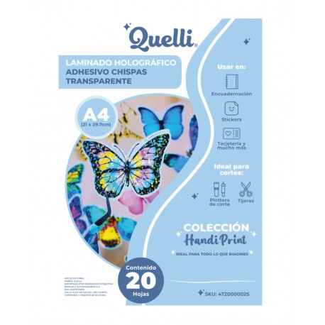 LAMINADO HOLOGRAFICO ADHESIVO CHISPAS TRANSP. A4 (20 Und) Handi Print